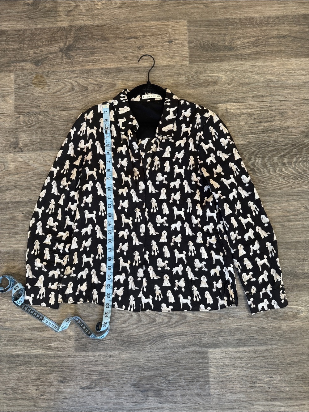 Alice + Olivia Willa poodle black & white Button-Up Silk shirt